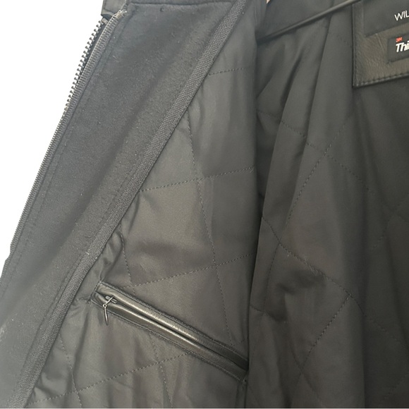 Wilsons Alan Black Leather Grunge Motorcycle Jacket With Removable Hood Size L - Picture 10 of 15